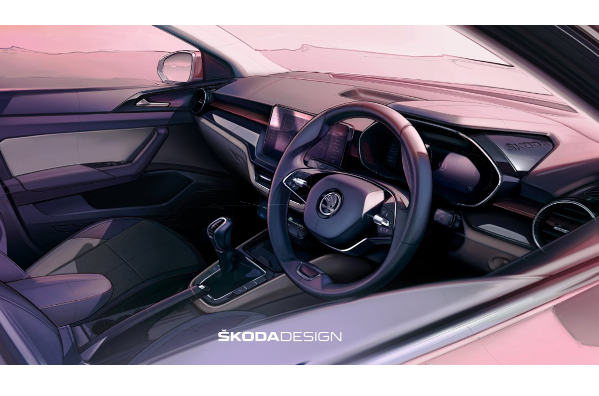Skoda Slavia's interior previewed through design sketches - Image 1